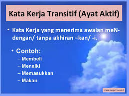 Beberapa contoh termasuk mengangkat, berbaring, berjalan, berteriak, berpelukan, tenggelam, menyusut, bersama, tidur, tertidur dan mandi. Kata Kerja Power Point