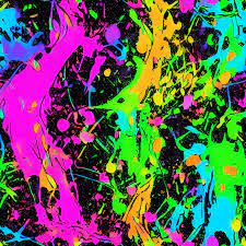 Color Neon Splatter Paint Designs on Black Background · Creative Fabrica
