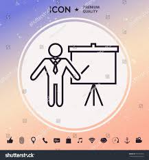 Presentation Sign Line Icon Man Standing Stock Vector