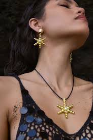 Gold Plated Pearl Star Oversized Earrings Hoop Stud Mountain and Moon