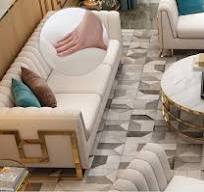 Tecido De Veludo moderno Aço Inoxidável Frame Loveseat Confortável Sofá  Para Móveis Para Sala