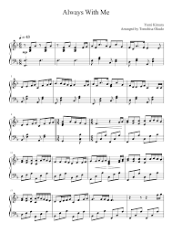 Www.musicnotes.com/l/vx3sf support my videos and get stuff on patreon! Always With Me Piano Cover Sheet Music For Piano Download Free In Pdf Or Midi Piano Cover Piano Sheet Music Notes
