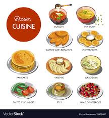 Russian Cuisine Traditional Food Dishes Vector Image On Vectorstock Food Infographic Food Dishes Russian Cuisine