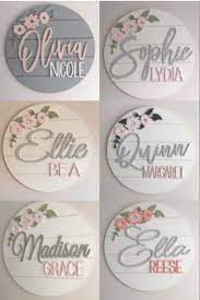 Customized Nameplates Wooden Round Shield Flowers Ship Farmhouse In 2021 Nursery Wall Decor Girl Wood Name Sign Nursery Decor Girl