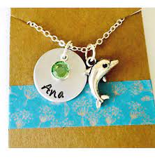 Personalized Dolphin Necklace Dolphin Charm Dolphin Name Necklace Charm Necklace Ocean Animals Dolphin Gift Pers Etsy Dolphin Gifts Unique Items Products