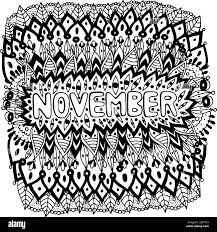 November - coloring page for adults. Mandala with months of the year.  Calendar coloring book. Zentangle style art therapy coloring sheet. Vector  illus Stock Vector Image & Art - Alamy