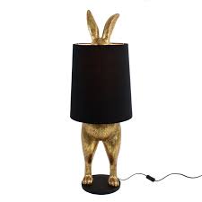Luxus Edle Extravagante Stehlampe Hase Gold Schwarz Rabbit 115 Cm