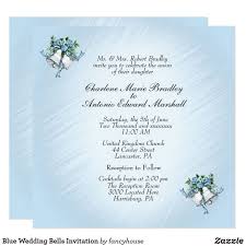 Blue Wedding Bells Invitation Zazzle Com Summer Invitation Invitations Flower Wedding Invitation