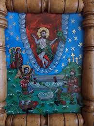 Iar eu când mă voi înalţa de pe icoana înălţării domnului îl arată pe iisus hristos înconjurat de îngeri, în timp ce se înalţă spre locul. Icoana Pe Sticla Inaltarea Domnului Okazii Ro