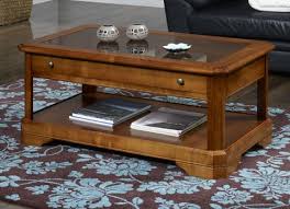 Ta523 table rectangulaire loann réalisée en chêne et fer 190x100 avec 2 allonges de 45 ref: Table Basse Salome Realisee En Merisier Massif De Style Louis Philippe Tiroir Vitrine