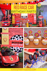 Red Race Car Birthday Party Kara S Party Ideas Race Car Birthday Party Race Car Birthday Race Car Party