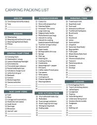 Here are just a few suggestions to get you started, but adapt the list to fit your needs. The Ultimate Camping List Hammockliving