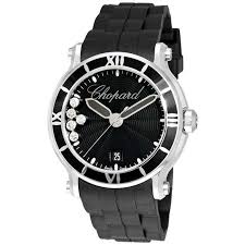 There is no way that you will be able to deny this watch because the aesthetics it flashes as soon as you lay your eyes upon it. Chopard Women S Happy Sport Round Black Rubber Strap Diamond Luxury Watch Overstock 5804509