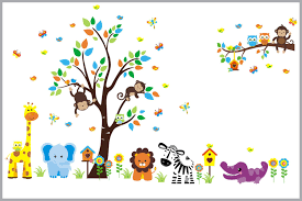 Jungle Animal Nursery Decals Baby Room Wall Decor Reusable Nurserydecals4you