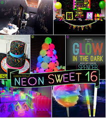 Things To Do For Your 16th Birthday Besides A Party Neon Glow In The Dark Sweet 16 Party Theme Ideas Sweet 16 Party Themes Glow Birthday Party Sweet Sixteen Parties