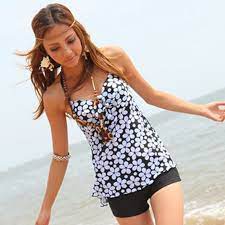 One Piece Swimsuit Swimwear H2542 Halter Neck Floral Tankini With Swim Bottom Women Swimsuits Tankini With Shorts Fashion