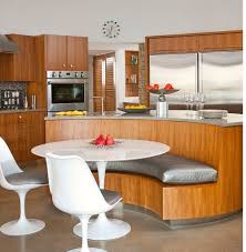 Saarinen Tulip Chairs And A Curved Banquette Mid Century Modern Kitchen Design Mid Century Modern Kitchen Modern Kitchen Design