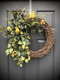 Spring Wreaths Forsythia Wreaths Yellow Forsythia Door Etsy Spring Wreath Yellow Wreath Forsythia Wreath