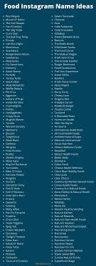 200 Food Instagram Name Ideas And Suggestions Find A Name Fast In 2020 Instagram Food Shop Name Ideas Instagram Names