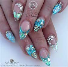 Mermaid Acrylic Nails Luminous Nails Mermaid Nails Almond Acrylic Nails