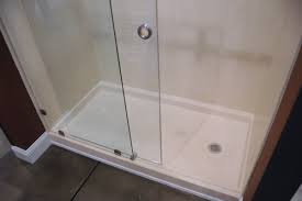 Note shower glass screen instead of doors. 3 Wall Shower Cultured Marble Majestic Kitchen Bath