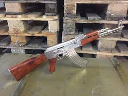 Chrome AK47 fixed stock, assault rifle model AK-47