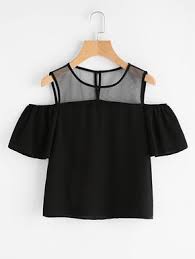 See more of shein on facebook. Shein Shein Open Shoulder Mesh Panel Top Adorewe Com Girls Fashion Clothes Crop Top Outfits Fashion Outfits