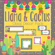 Llama name game for your next llama cactus themed birthday party! Llama Cactus Classroom Decor Pack Editable Tpt