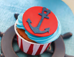 A modern nautical cake featuring bold red, white and navy with anchors, ropes, a lighthouse and flag. Cute Nautical Mickey Mouse Birthday Party Hostess With The Mostess
