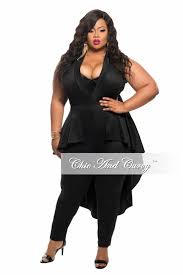 plus size sleeveless jumpsuit with peplum tail in black chic and curvy chic and curvy womens fashion casual outfits pants women fashion