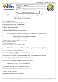 1 Transforme Os Adjetivos Em Oracoes Subordinadas Adjetivas