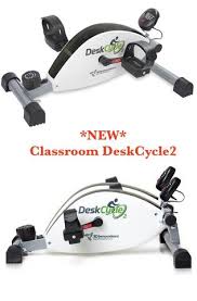 Under desk bikes have bicycle pedals. Deskcycle Schools The Inside Trainer Inc