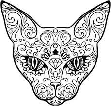 Free printable sugar skull coloring pages for adults and teens. Cat Sugar Skull Sugar Skull Cat Skull Coloring Pages Cat Tattoo