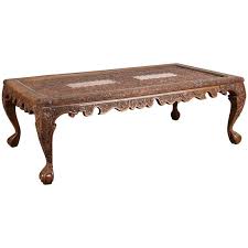 All handmade solid wood furniture with careful and considerate attention to details. Anglo Indian Hand Carved Coffee Table E Mosaik