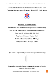 Pdf Ayurveda Guidelines Of Preventive Measures And Curative Management Protocol For Covid 19 In Nepal
