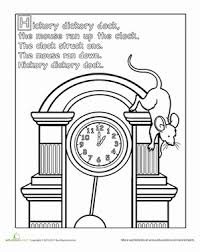 Hickory Dickory Dock The Mouse Is On The Clock This Hickory Dickory Dock Coloring Page Features The Mouse From The Classic Nursery In 2020 Nursery Rhymes Activities Nursery Rhymes Preschool Crafts Rhyming Preschool