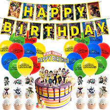 Check out our anime party decor selection for the very best in unique or custom, handmade pieces from our party decor shops. My Hero Academia Birthday Party Supplies 46 Pcs Mha Anime Party Decorations With 1 Birthday Banner 1 Cake Topper 24 Cupcake Toppers 20 Balloons Amazon Com Au Pantry Food Drinks