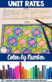 Unit Rates Color By Number Middle School Math Unit Rate Ccss Math