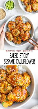 Easy Sticky Sesame Cauliflower Vegan Gluten Free Vegan Cauliflower Recipes Sticky Sesame Cauliflower Healthy Recipes