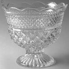 7 hawkes american brilliant abp cut crystal glass candy dish bowl gorgeous. Wexford By Anchor Hocking Footed Centerpiece Set Of 2 Vintage Glass Fruit Bowl Criss Cross Pattern Glass Antique Glass Crystal Glassware Milk Glass Collection