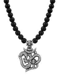 Men S Beaded Necklace With Lava Stone And Om Pendant Mens Necklace Pendant Mens Beaded Necklaces Mens Jewelry