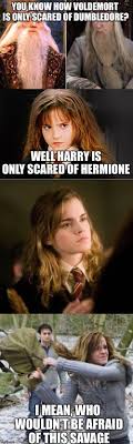 Harry Afraid Of Hermione Harry Potter Jokes Funny Harry Potter Jokes Harry Potter Memes
