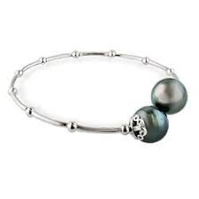 Sterling Silver Tahitian Black Pearl Bangle Bracelet Pearl Bangle Bracelet Pearl Jewellery Collection Pearl Bangle