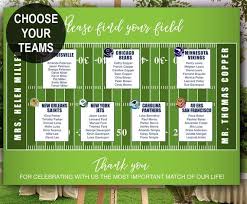 football themed wedding seating chart sit back and relax