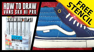 This time im showing step by step how to draw these easy slip on vans for kids to draw. How To Draw Vans Sk8 Hi Pro Step By Step W Free Stencil Youtube