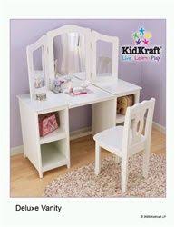 Made up of one mirrored table and one matching stool, this vanity set will bring happiness and beauty to your girl. Kidkraft Deluxe Vanity Table And Chair 13018 Kids Vanity Vanity Chair Bathroom Furniture Vanity