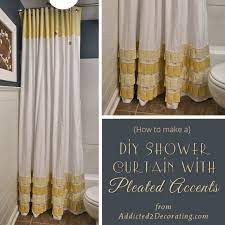 Bathroom Makeover Day 19 20 How To Make An Extra Long Shower Curtain With Pleated Ruffle Accents Addicted 2 Decorating Long Shower Curtains Extra Long Shower Curtain Diy Shower Curtain
