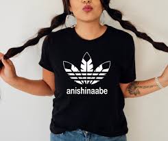 Buy Anishinaabe or Ojibwe T-shirts, Fun Feather mock Adidas Design,  Canadian Metis Owned Business, Proud Heritage Tees Metis Owned Business  Online in India