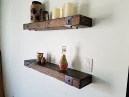 Handmade Dark Walnut Stained Floating Shelves Mantle Wall Shelf With Steel Hardware Straps Tons Of Sizes A Floating Shelves Shelves Wooden Floating Shelves