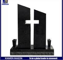 Upright Split Cross Shape Double Headstone for Sale